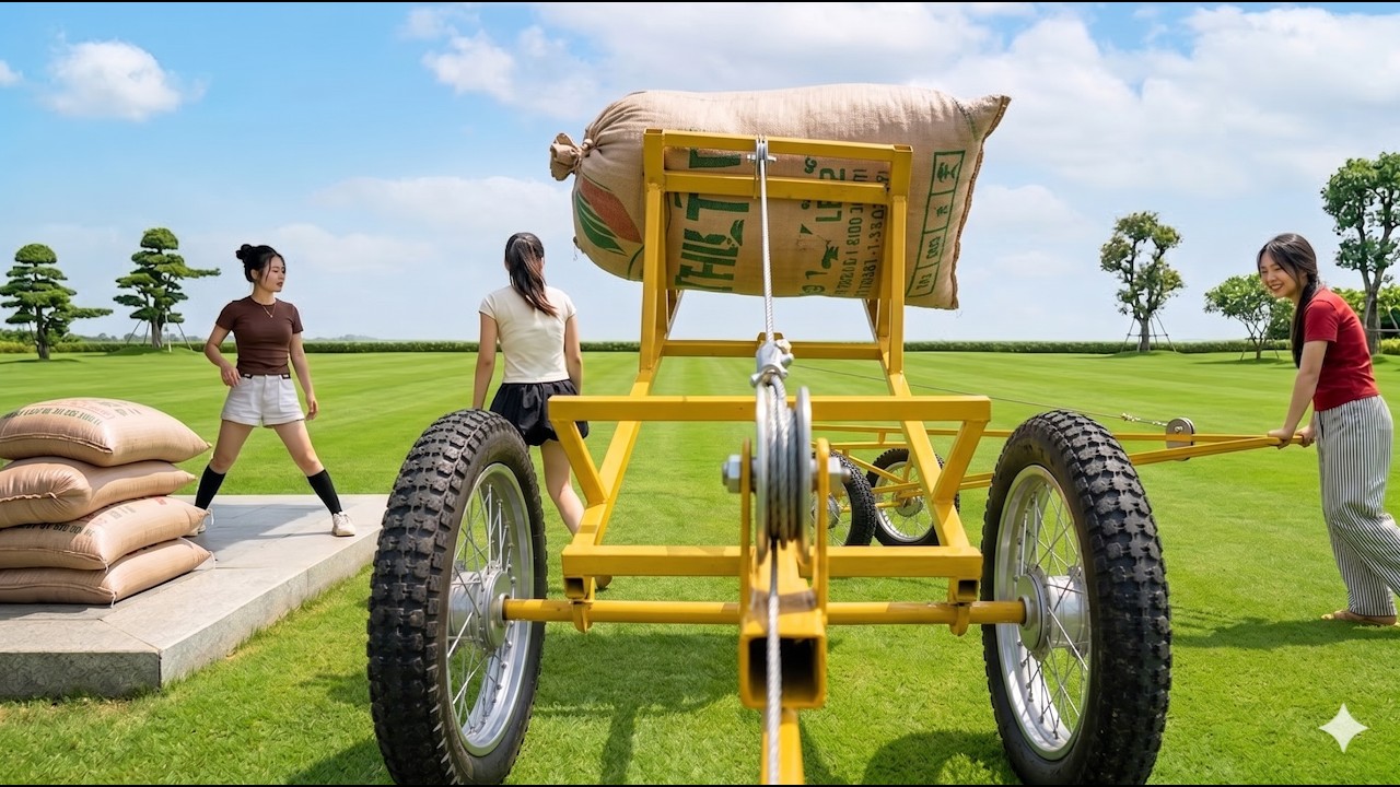 The Whole Village Was Shocked When Two Girls Created the Strangest Forklift in the world #diy 