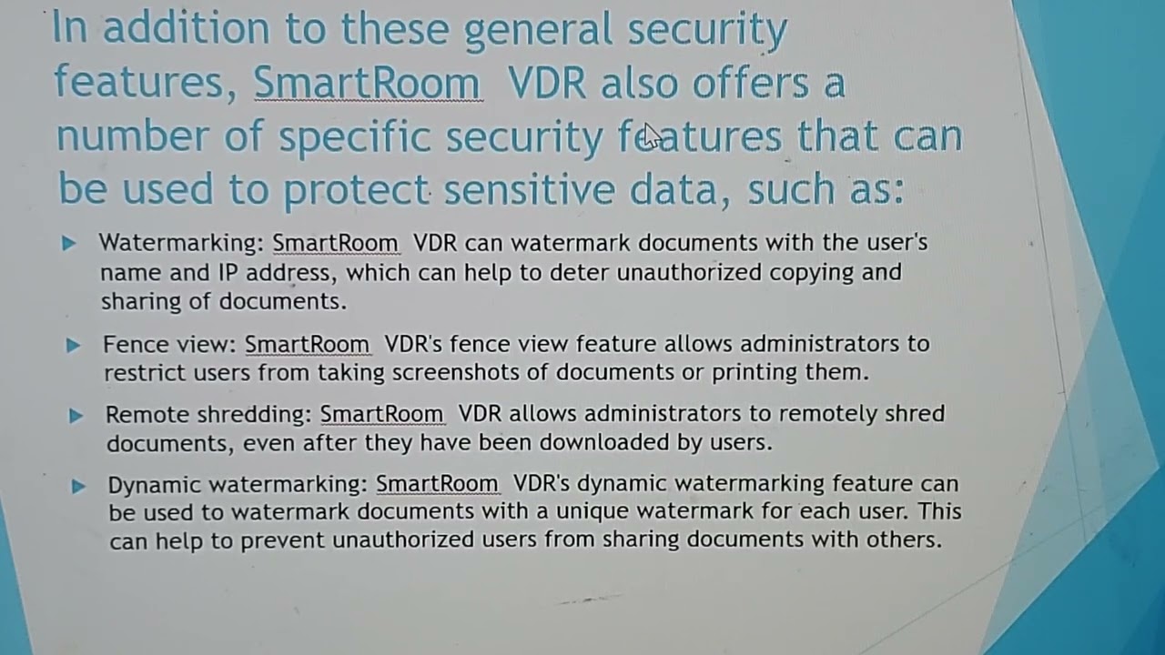 SmartRoom  Virtual Data Room's Security Features