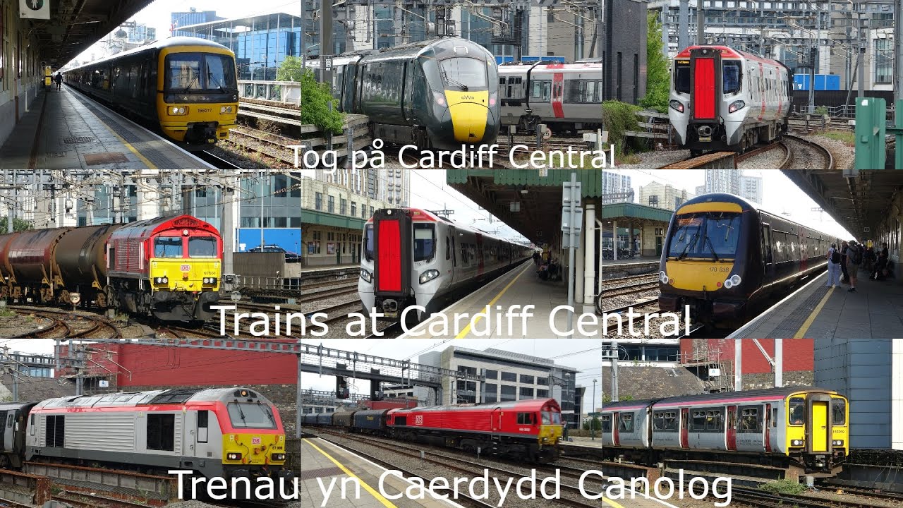 Trains at Cardiff Central station
