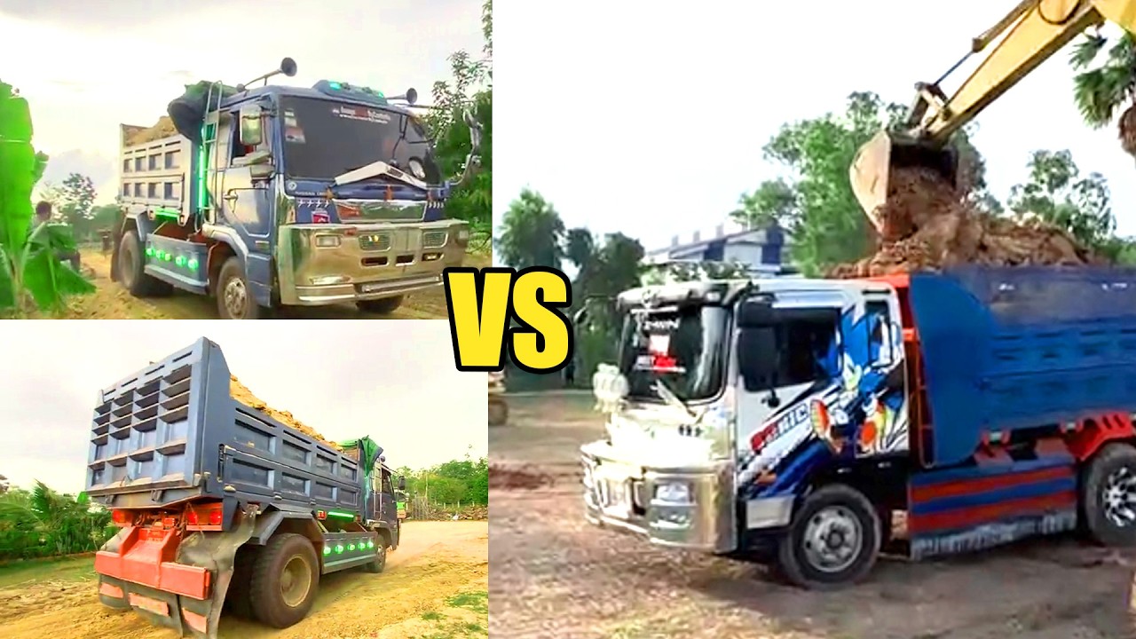 Dump Truck Land transport On Field With Team Work Ep 010