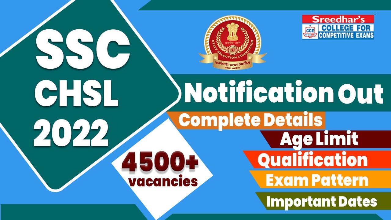SSC CHSL 2022 NOTIFICATION OUT | SSC CHSL RECRUITMENT | QUALIFICATION, AGE, VACANCY, SYLLABUS