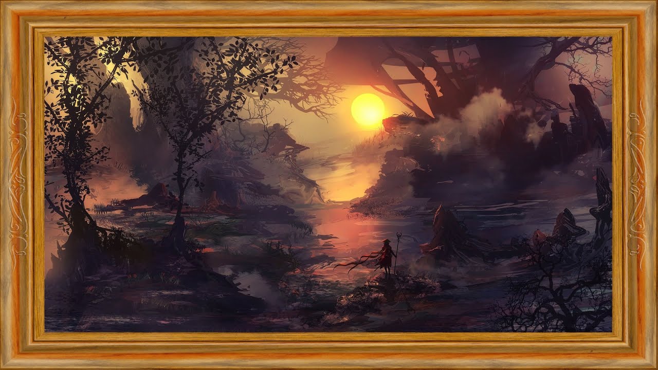 Sunset of the Last Traveler 🌅✨  Dark Fantasy 4K TV Screen Frame