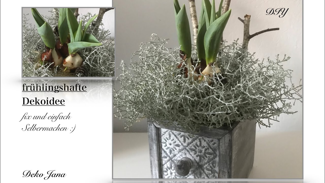 DIY:  Wohn.- und Deko Idee, Frühlingsdeko selber machen, Tulpen in Silberdraht gebettet / Deko Jana