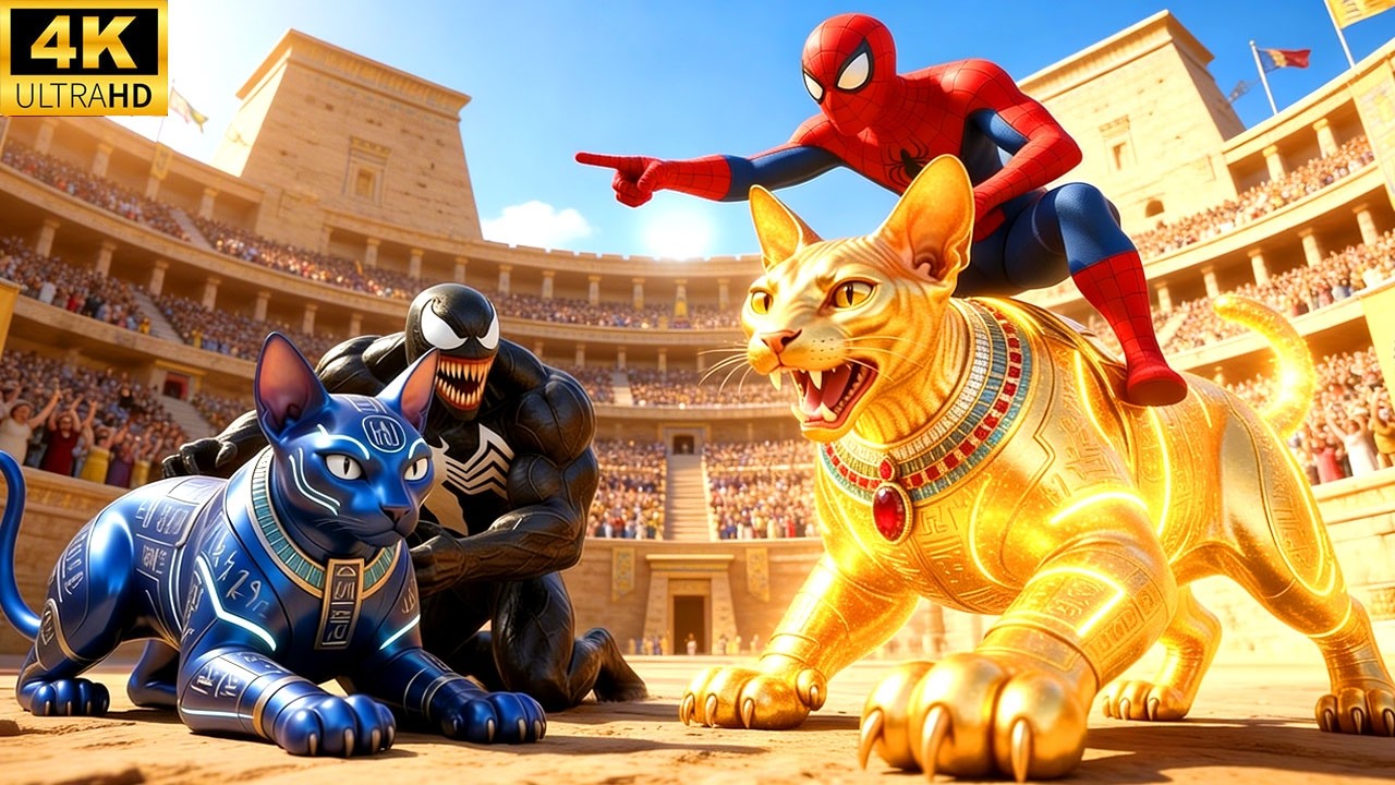 SPIDER HERO Wins the Legendary Sphinx Cat Racing Championship! Epic Desert Arena Battle