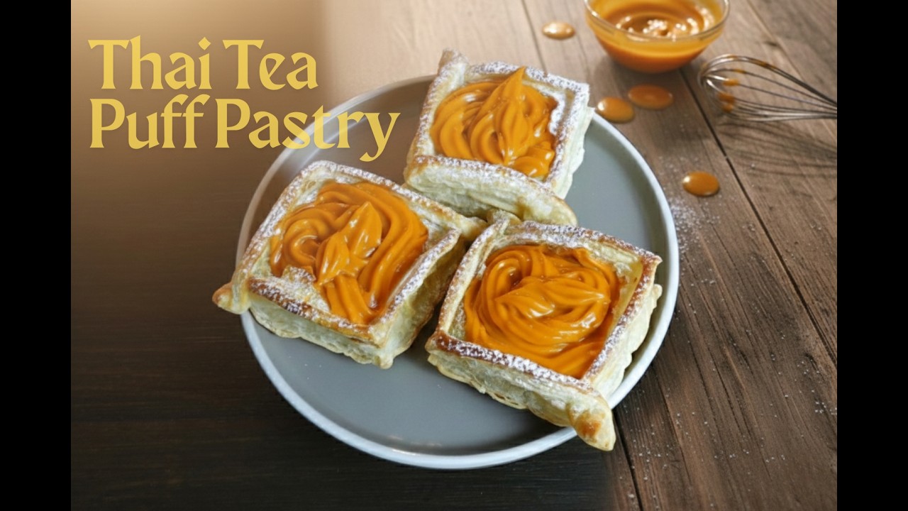 Thai Tea Puff Pastry l พัฟสังขยาชาไทย