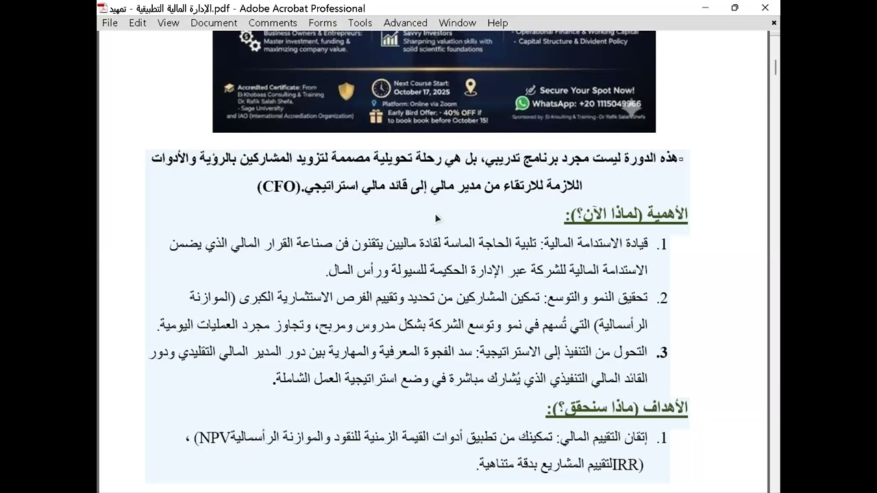 المدير المالي التنفيذي   تمهيد