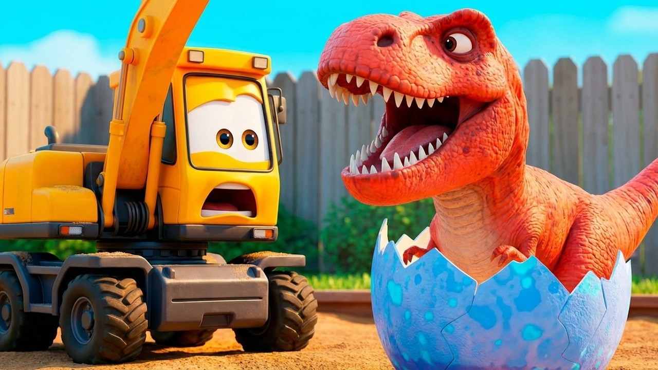 Learn Colors with Surprise Eggs! 🦕 Excavator & Dinosaur Toys | 1 Hour Kids Cartoon
