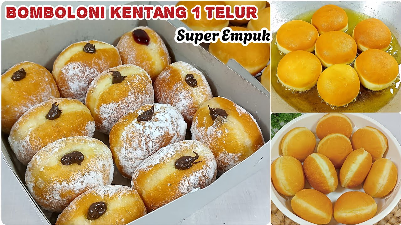 DONAT BOMBOLONI KENTANG 1 TELUR SUPER LEMBUT MENUL DAN ENAK BANGET