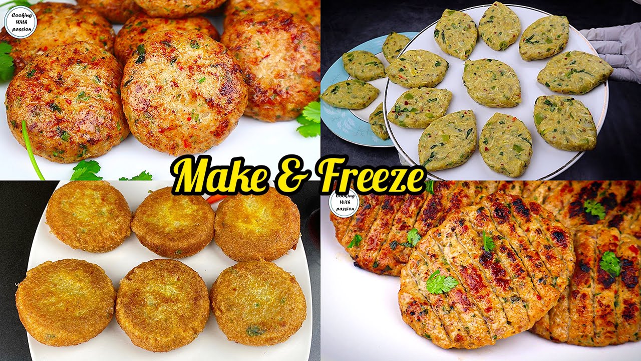 4 Easy Kabab Recipes Make & Freeze, Chicken Cheese Kabab, Beef Shami Kabab, Potato Chicken Cutlets