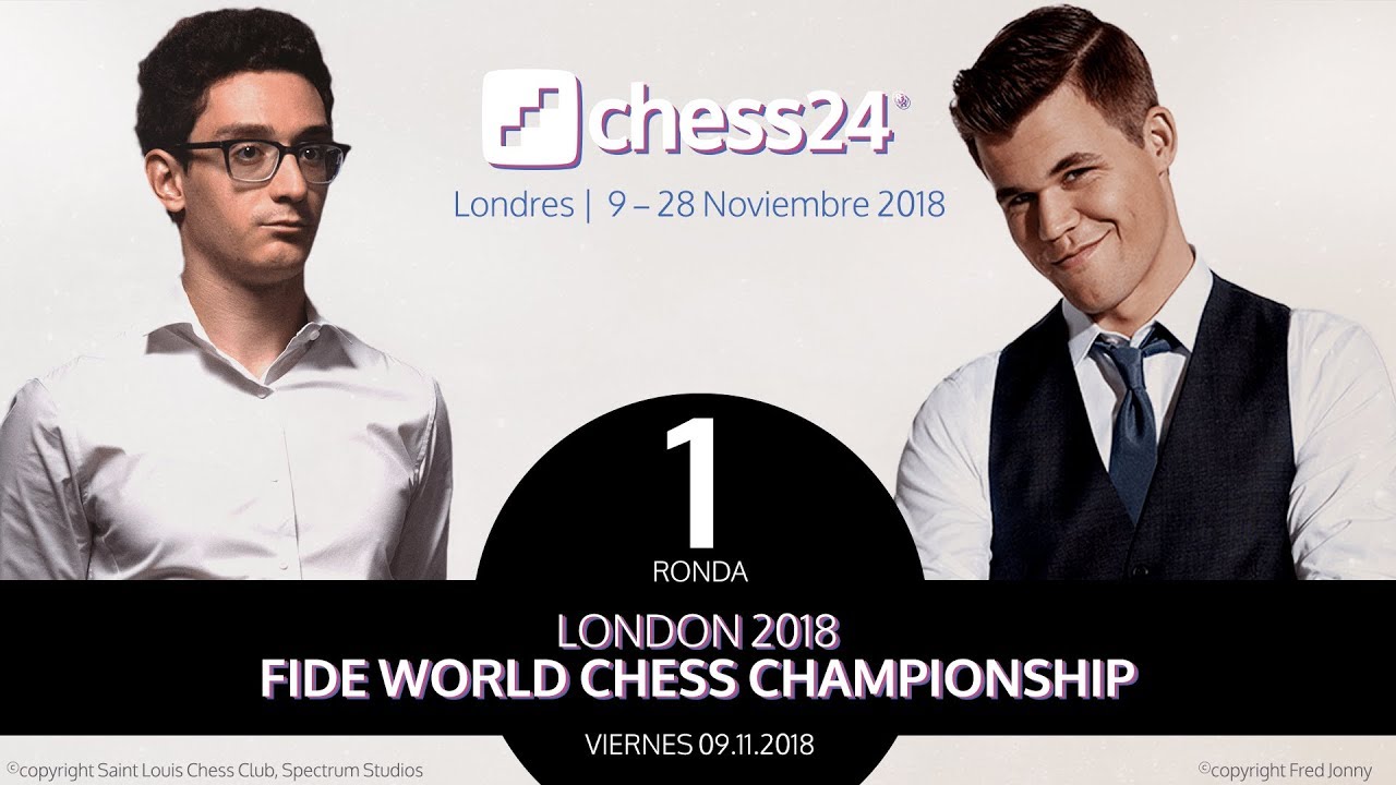 Campeonato del Mundo de Ajedrez 2018 (1): Magnus Carlsen - Fabiano Caruana.
