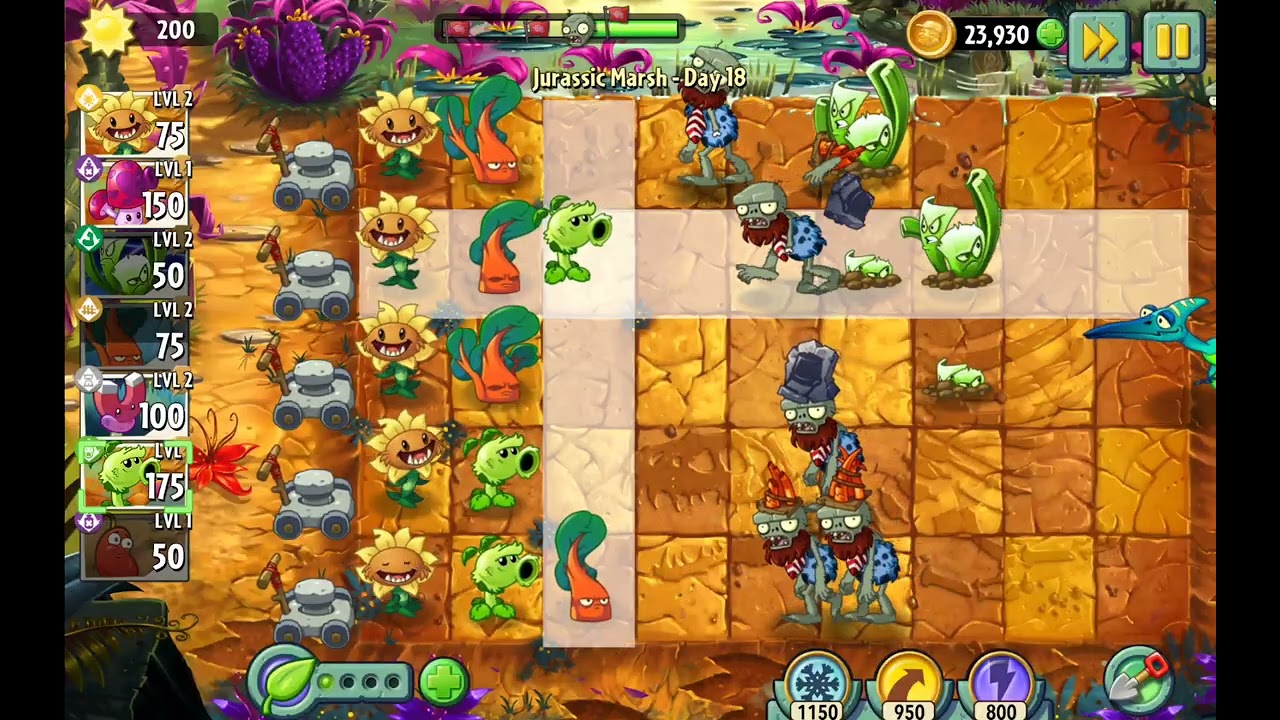 Plants vs Zombies 2 Jurassic Marsh Day 18