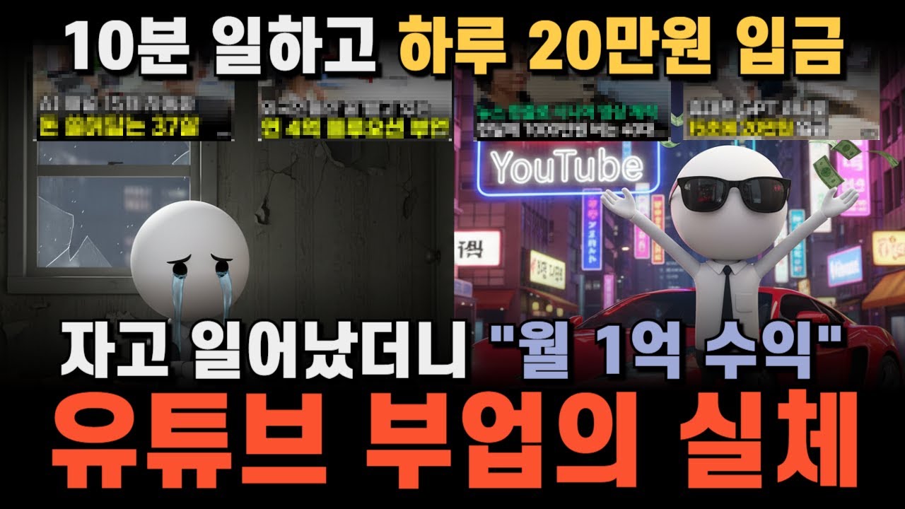 [유튜브 부업] 10분 일하고 하루 20만원 입금! 자고 일어났더니 '월 1억 수익' 이거 사기입니다!