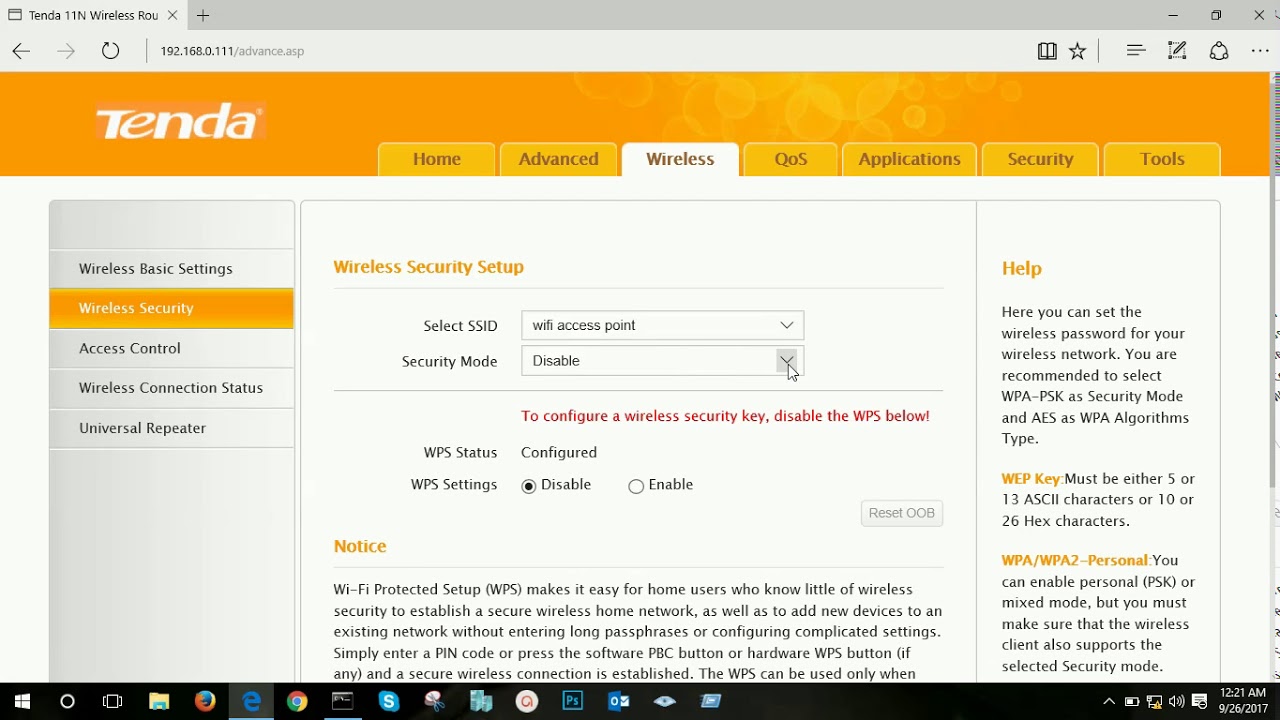 How to configure Tenda as Wireless Access Point ???