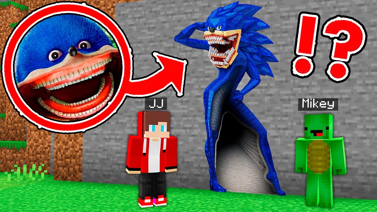 JJ and Mikey Found Longest TUNNEL PRINT OF SHIN SONIC in Minecraft ?!