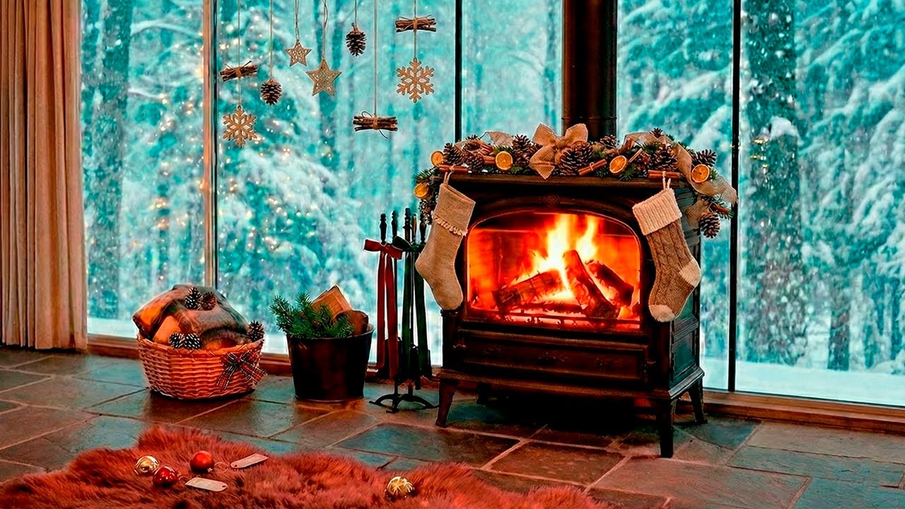 Cozy Jazz Café Ambience ❄️ Soft Jazz Music - Lofi Music & Fireplace Sounds for Study & Relax & Focus