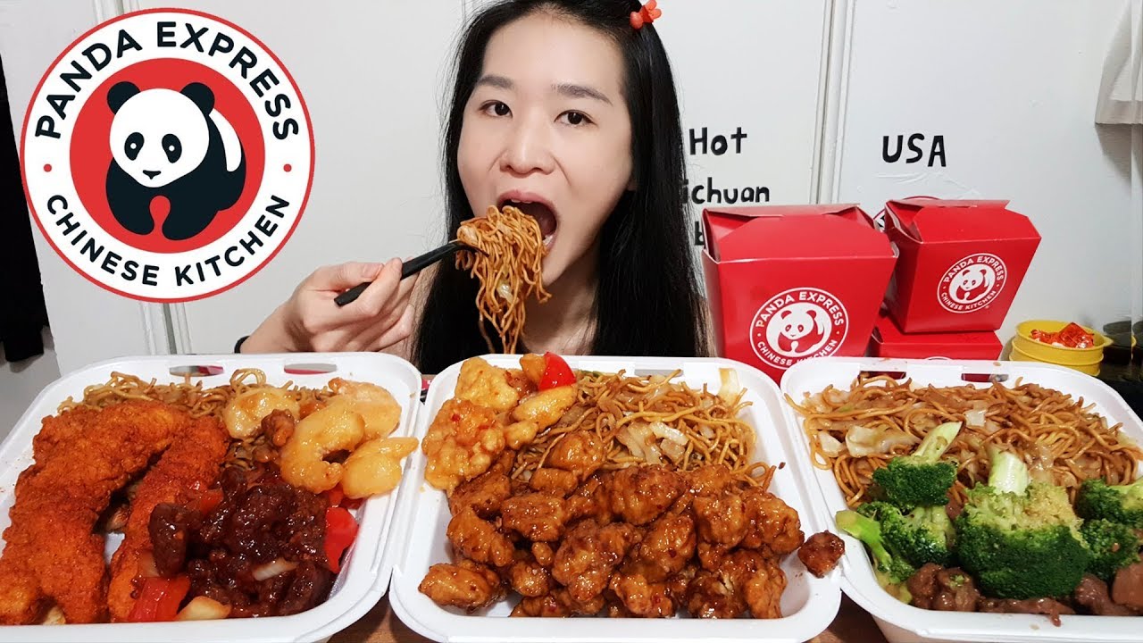 MASSIVE PANDA EXPRESS FEAST! Hot Sichuan Chicken, Chow Mein Fried Noodles - Chinese Take Out Mukbang
