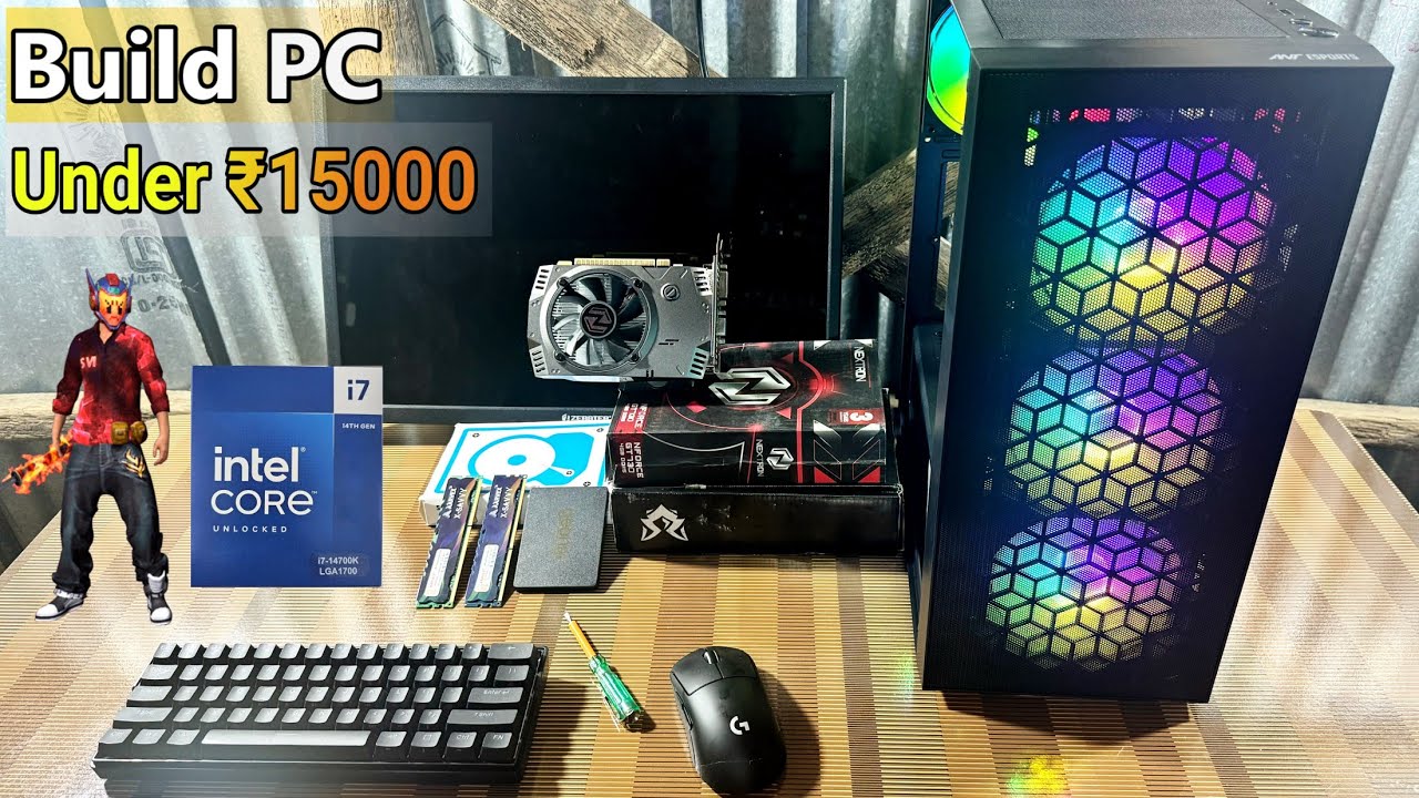 ₹15000 best gaming PC i7 with 4gb graphics card 16gb ram | PC build setup guide free fire & gamplay