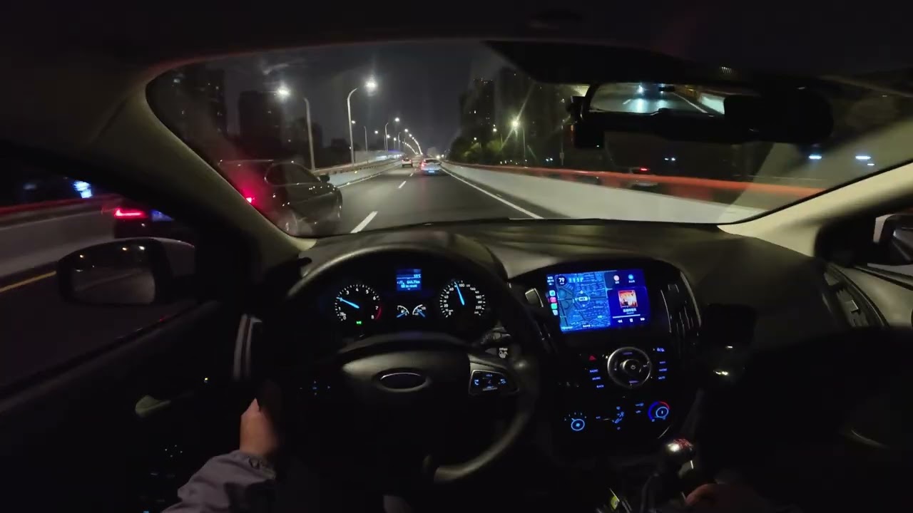 From Hongshan Bridge West to Bailuling, Immersive Driving FORD Focus 1.6MT in Fuzhou Fujian at Night