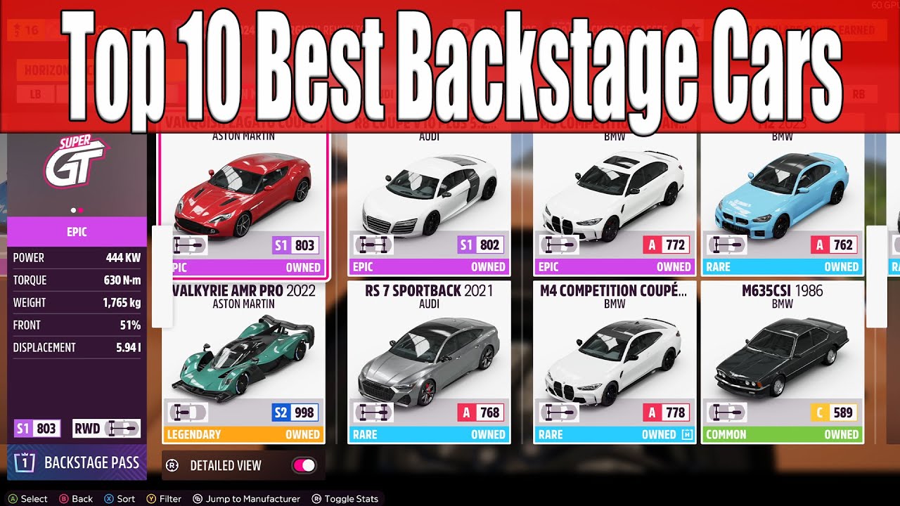 Top 10 Best Backstage Cars in Forza Horizon 5 - Most Expensive