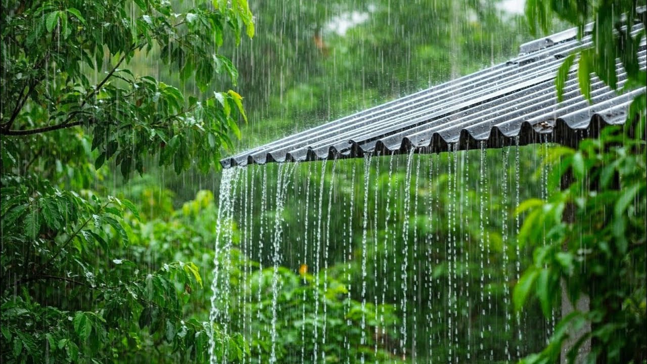 Heavy Rainstorm on Roof at Night – Soothing Rain Sounds for Deep Sleep, study & calm ambience