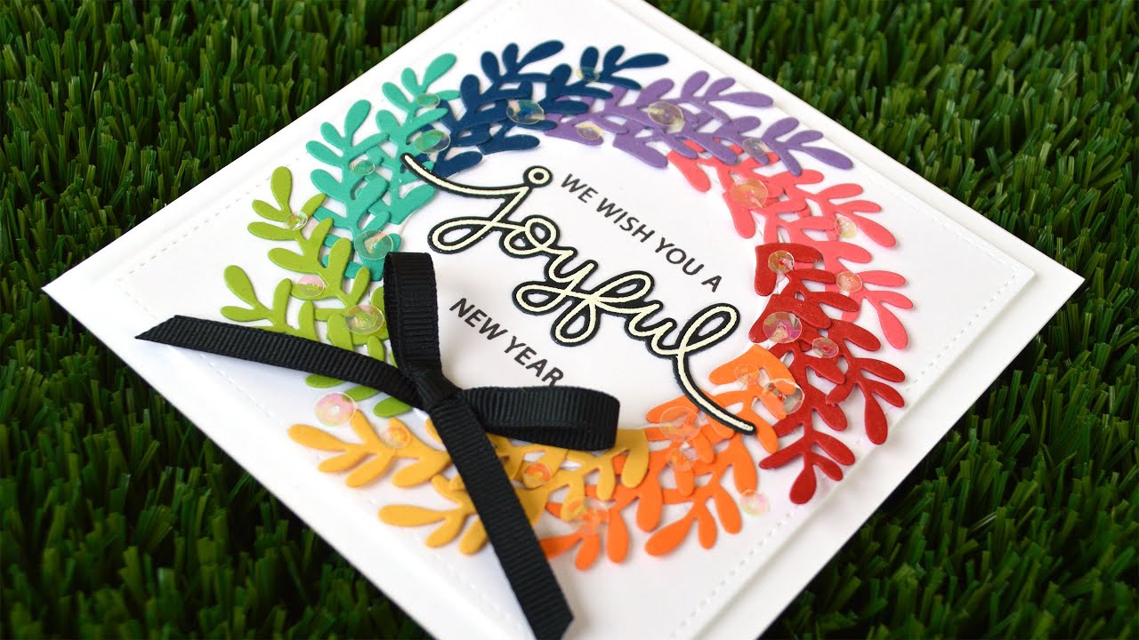 Rainbow wreath card