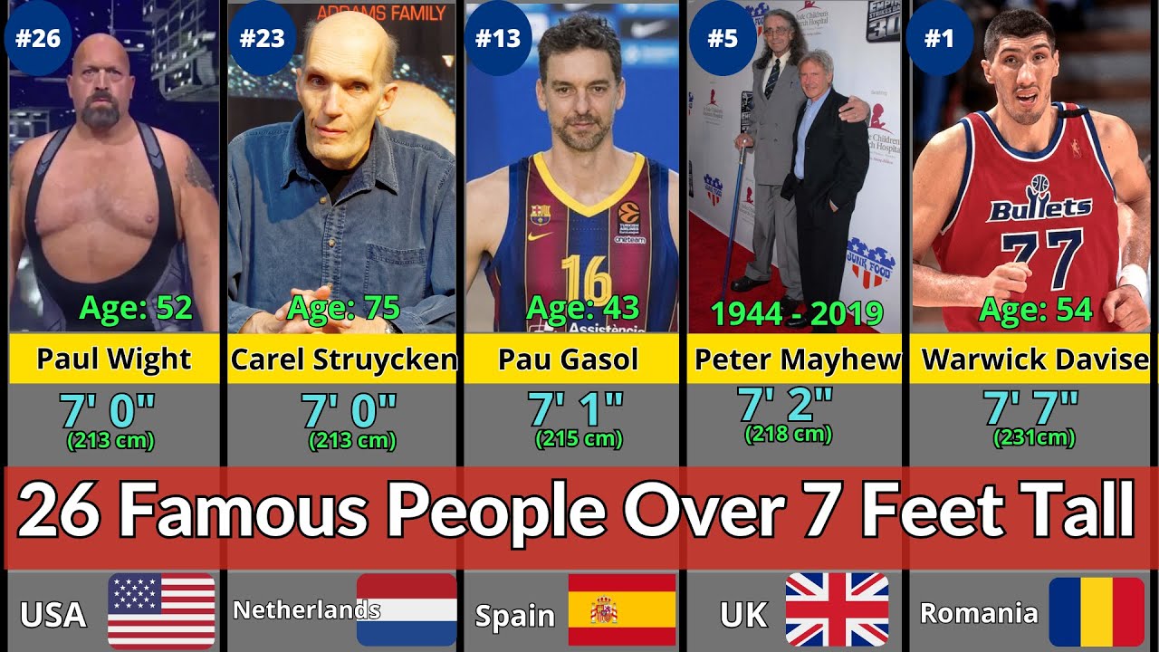 TOP26  Famous People Over 7 Feet Tall of all time || The Tallest Celebrities