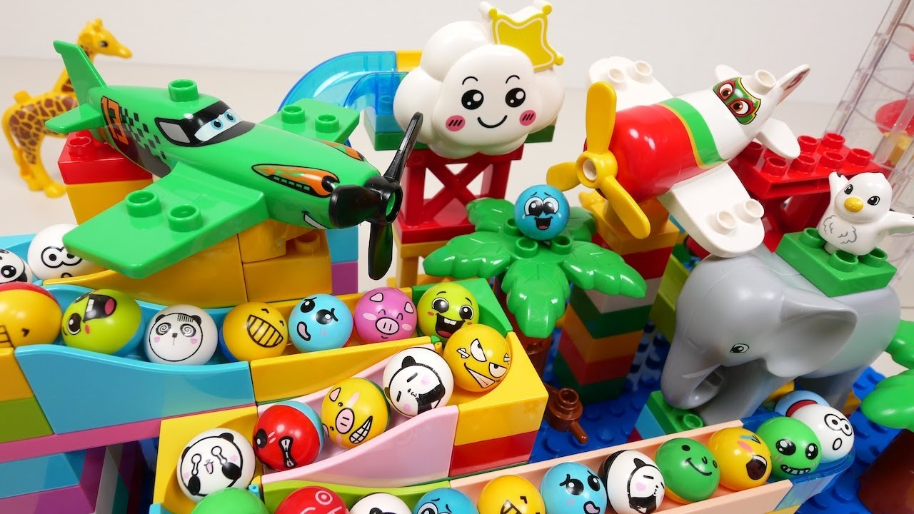 Satisfying Building Block coaster ☆ Marble Run ASMR Plane, Elephant and Giraffe Course