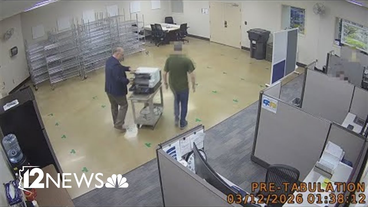 Surveillance footage shows election equipment being wheeled out of Maricopa County facility