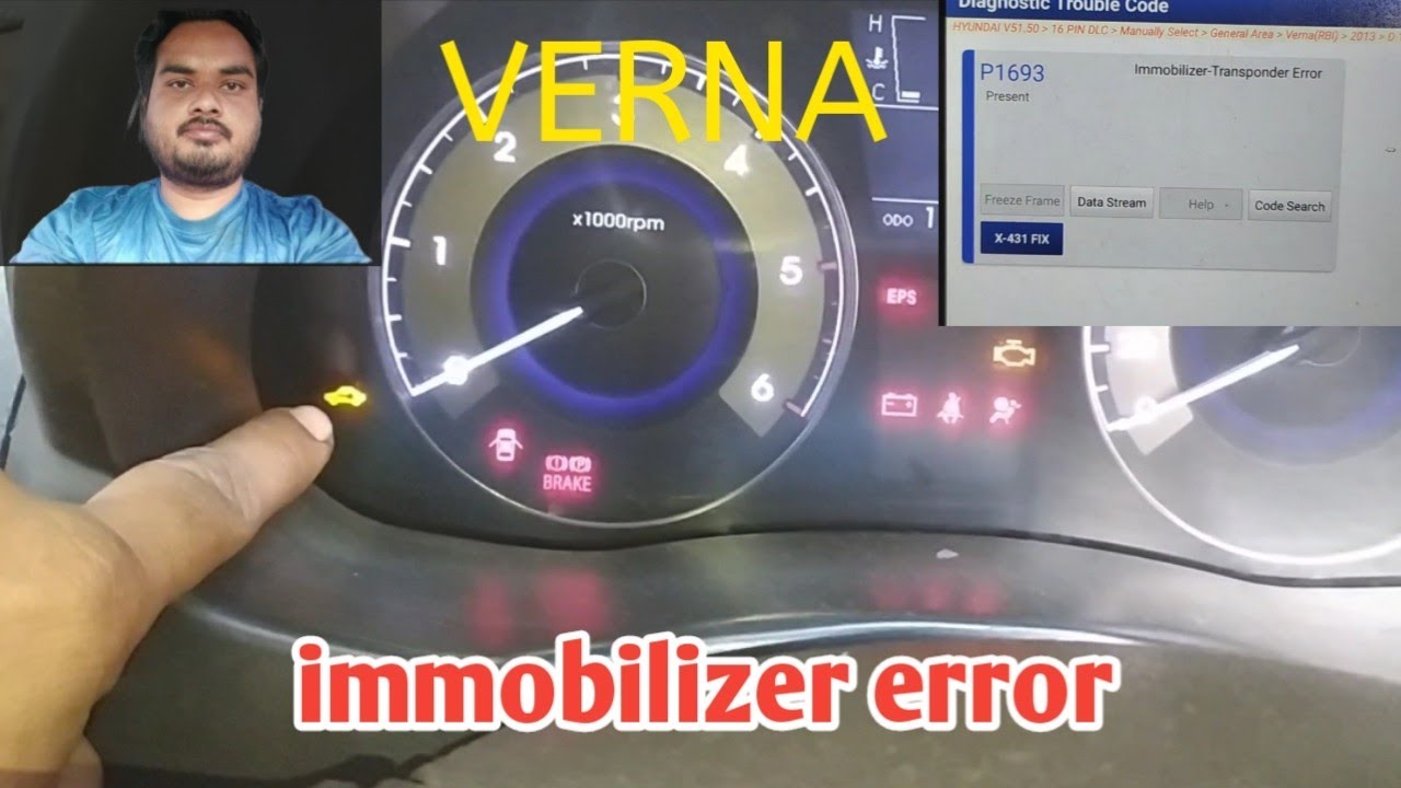 P1693 | Hyundai Verna Engine Cranks But No Start | Immobilizer Transponder Error