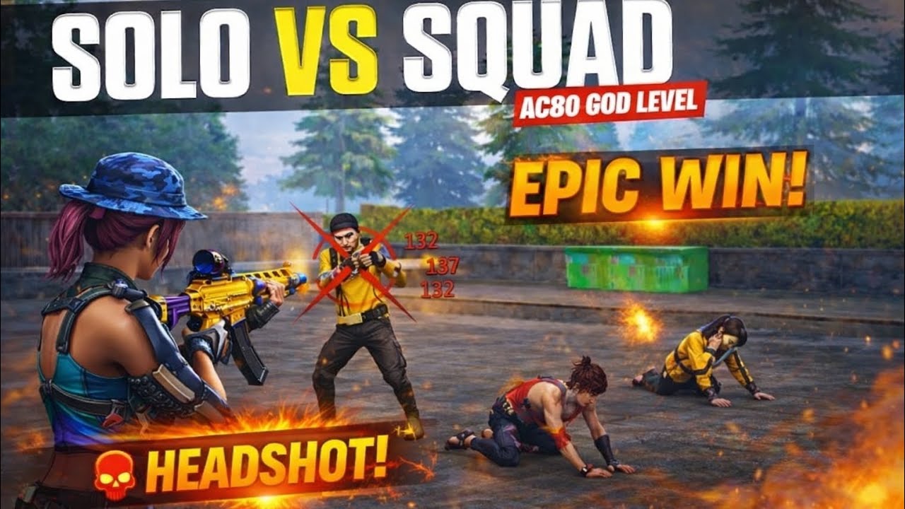 Solo VS Squad Ranked Match 💥 | Full Intense Gameplay & Clutch Moments |  #FreeFire #SoloVsSquad