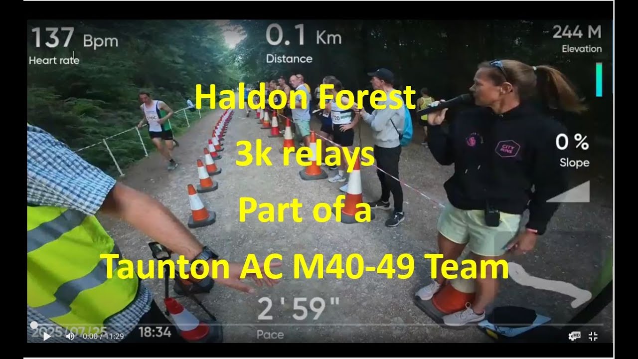 City runs 3k relays at Haldon Forest part of Taunton Athletics club Male 40 49 team .. 4x3k runners.