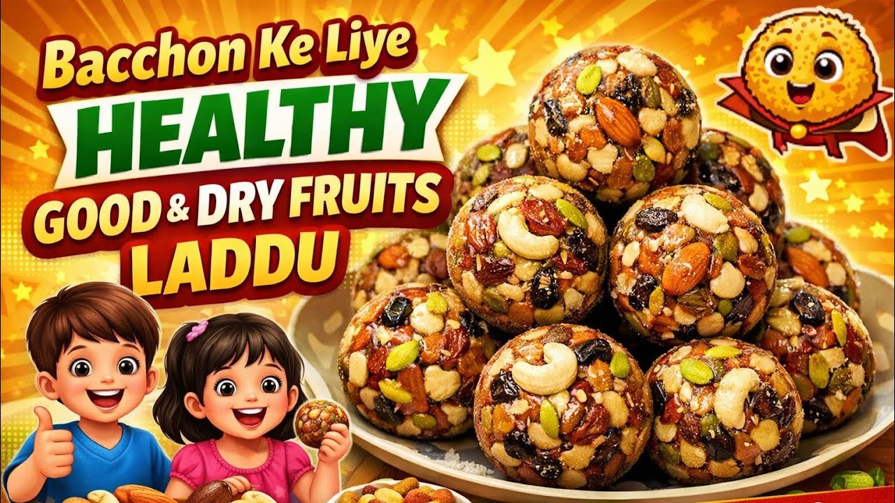 बच्चों के लिए हेल्दी गुड़ और ड्राई फ्रूट्स लड्डू | बिना चीनी |  Laddu|tasty and nutritious