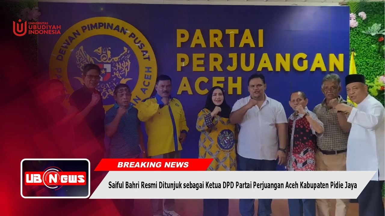 Saiful Bahri Resmi Ditunjuk sebagai Ketua DPD Partai Perjuangan Aceh Kabupaten Pidie Jaya - UB NEWS
