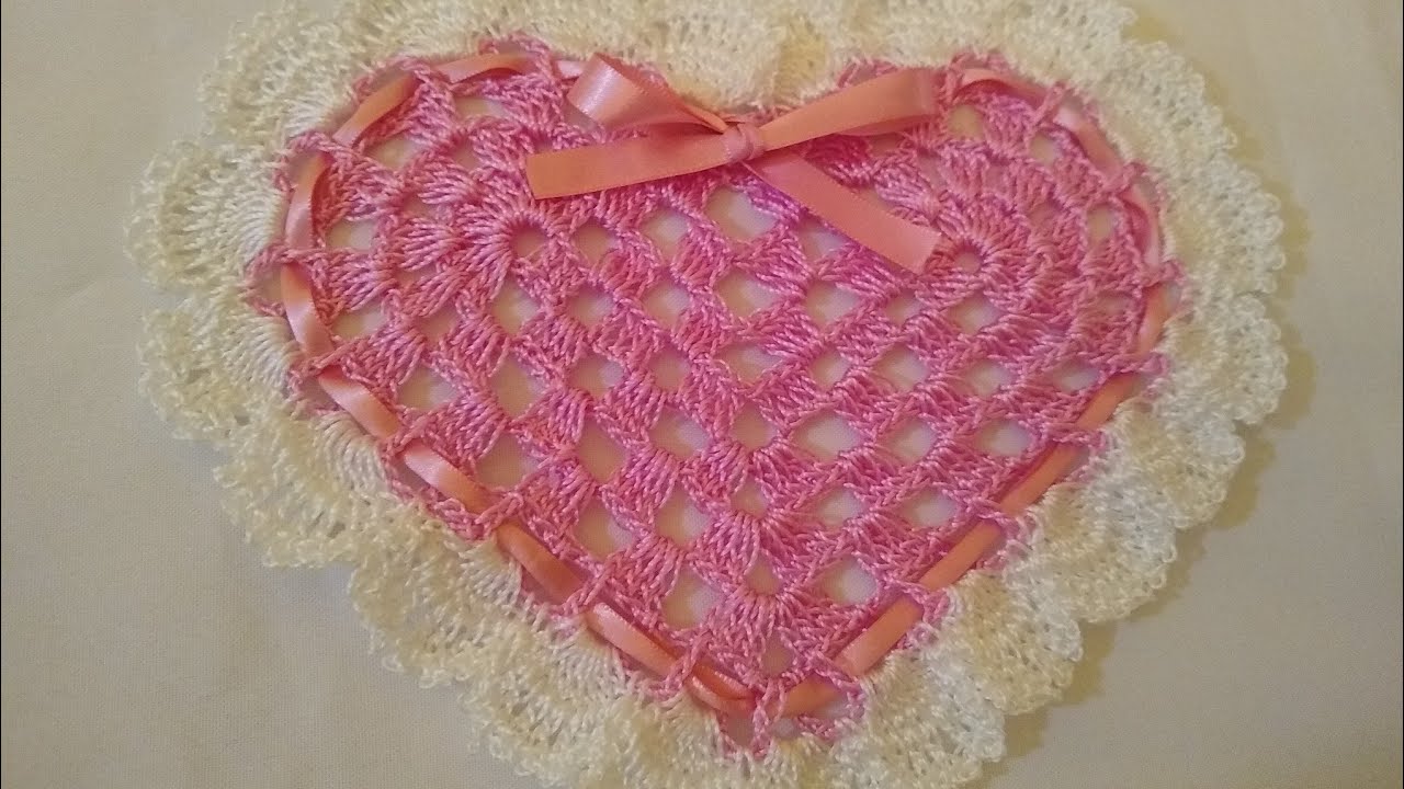 Coração❤️ de crochê para aplicação em pano de prato