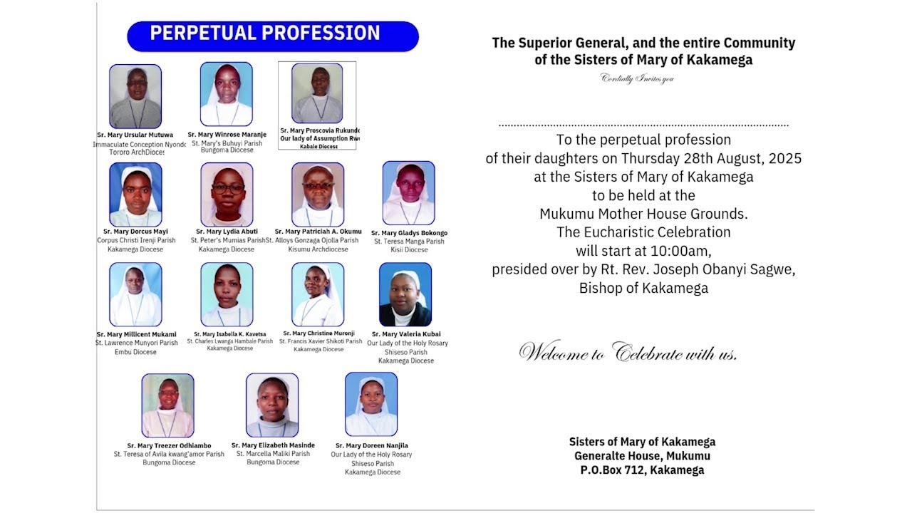 28-08-2025 | CAPUCHIN TV LIVE | SISTERS OF MARY OF KAKAMEGA RELIGIOUS PROFESSION
