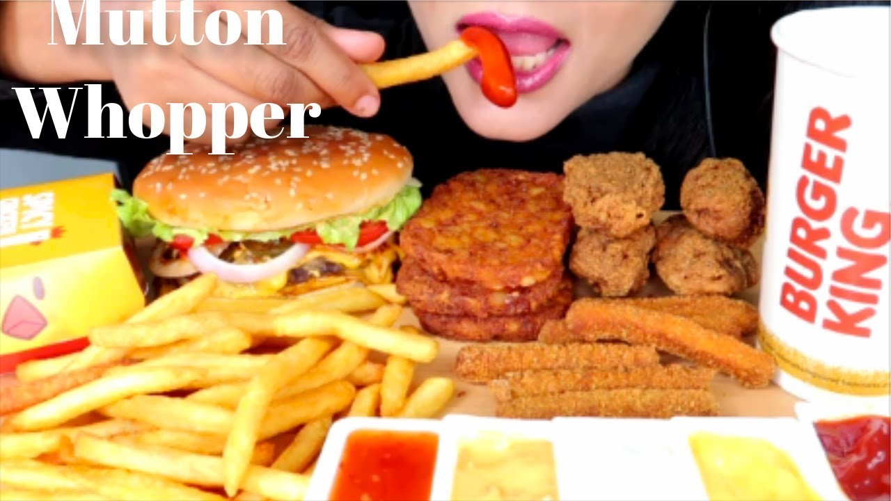 ASMR:Burger King Whopper+Chicken fries+Fried chicken wings+Fries*Eating show*