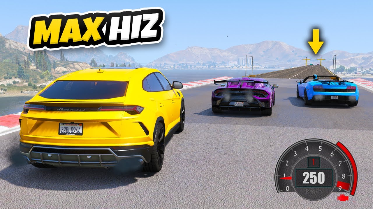 Lamborghini Ailesi Arabalar Virajlı Max Hız Yarışında - GTA 5