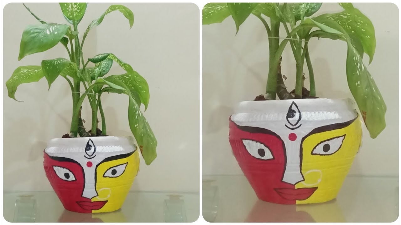 Pot Painting I  Bengali Pot Painting Durga Face I Easy Pot Painting I
