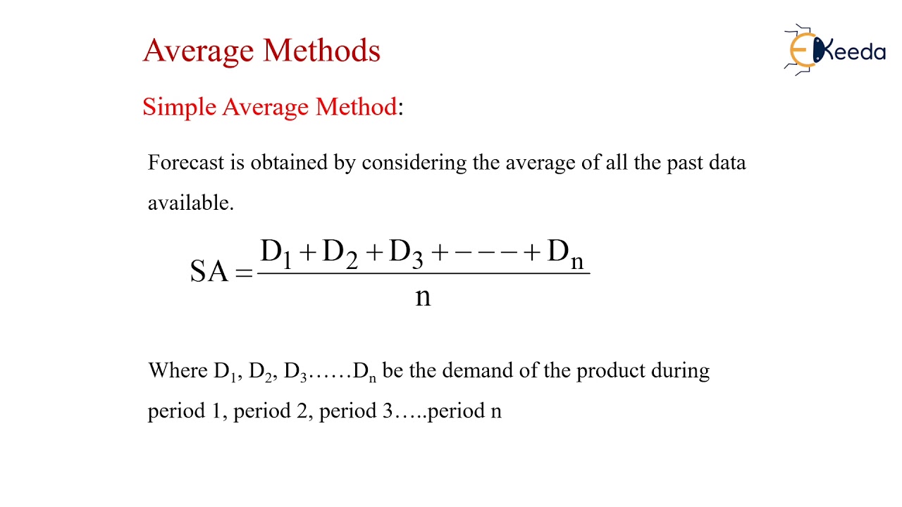 Forecasting Time Series Analysis Simple Average Method - Production Planning and Control