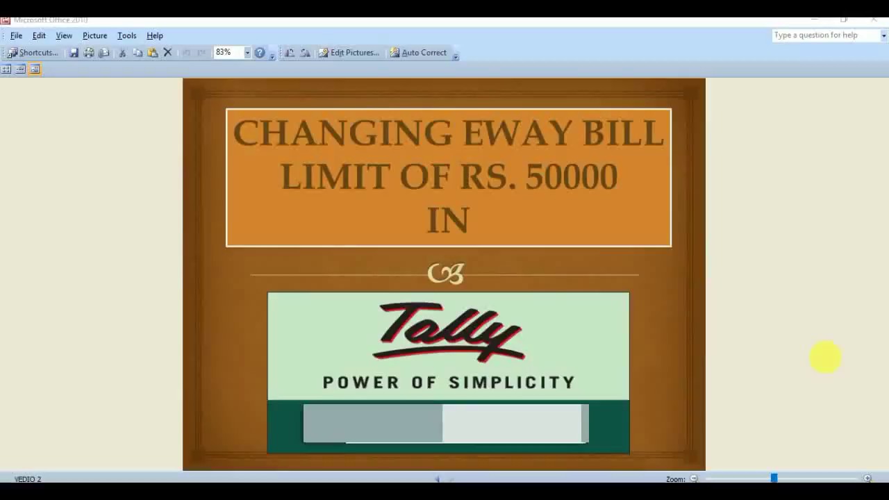 CHANGING EWAY BILL DEFAULT LIMIT OF 50000 IN TALLY