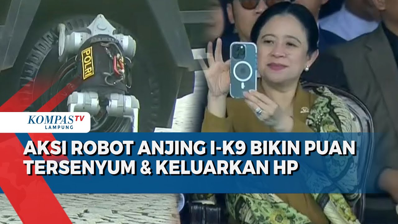 Robot Anjing I-K9 Unjuk Aksi di HUT Bhayangkara, Puan Tersenyum dan Ambil HP
