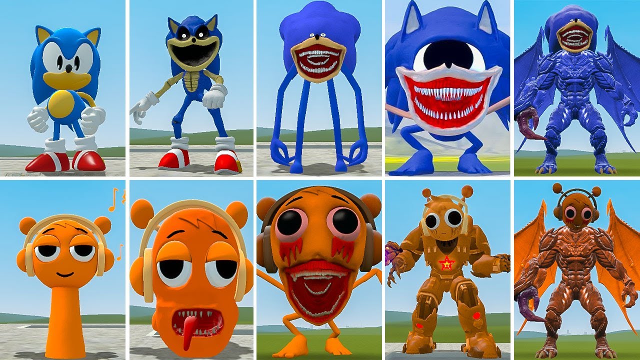 ALL NEW SPRUNKI OREN MECHATITAN VS ALL SONIC CTHULHU 2 FAMILY ? in Garrysmod!,...