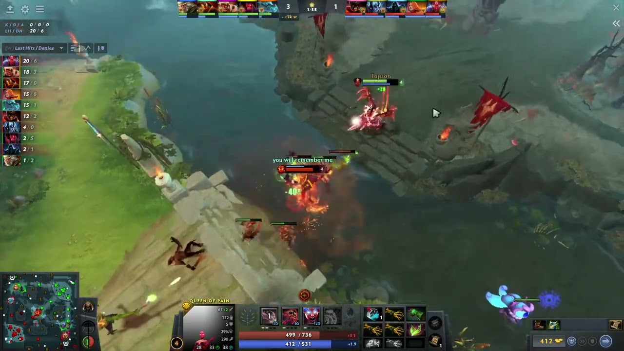 Как играть на центральной линии queen of pain (TOPSON) против ember spirit - Dota 2