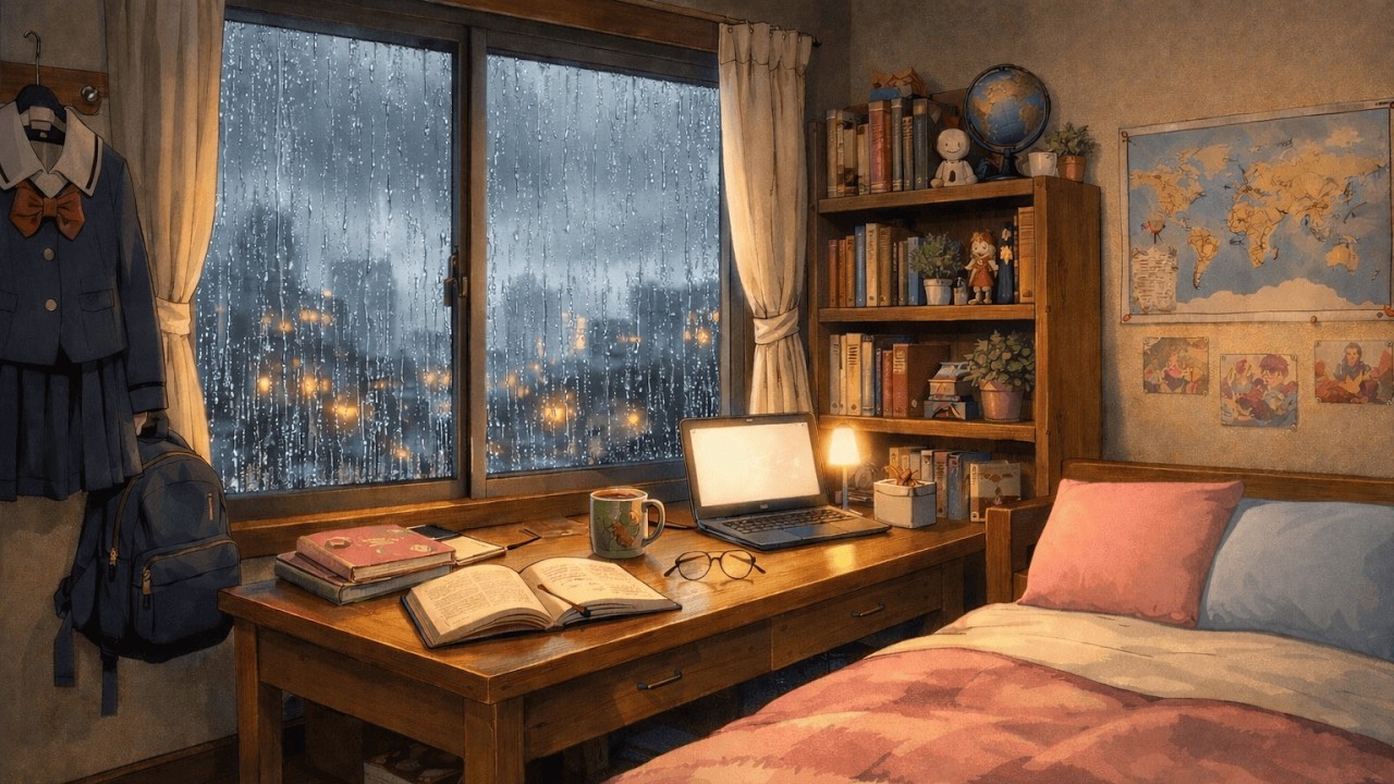 Rain & Thunder at Night 🌩️ Cozy Bedroom Ambience   Relax, Study & Sleep