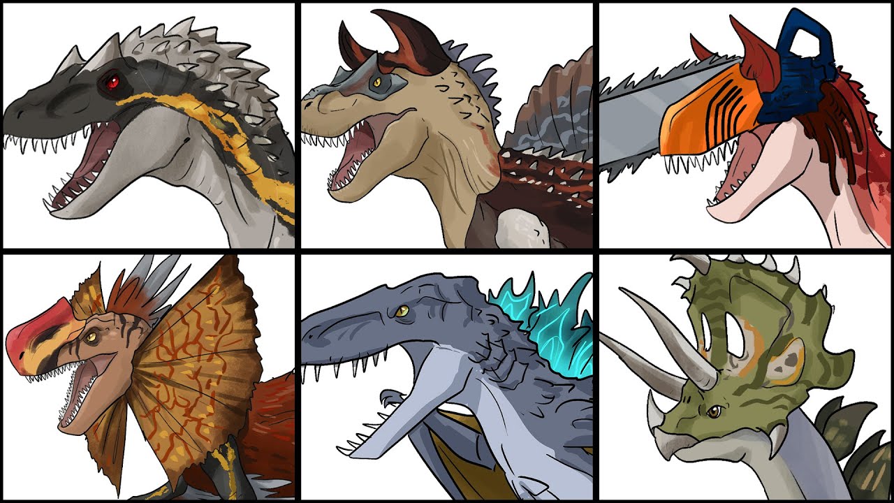 Top 40 Best Hybrid Dinosaurs 2023 | Jurassic World x Godzilla x Chainsaw Man Fanart | Maxxive Jumpo