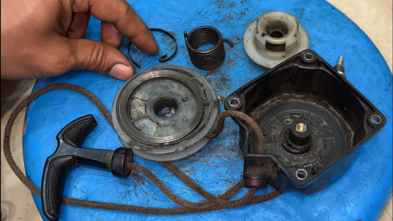 How To Repair Recoil Starter Recoil Spring ls Out For Repair Brush Cutter Starter Pull Starter