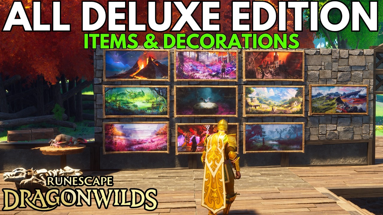 RuneScape Dragonwilds: Все предметы из Deluxe Edition представлены на витрине.