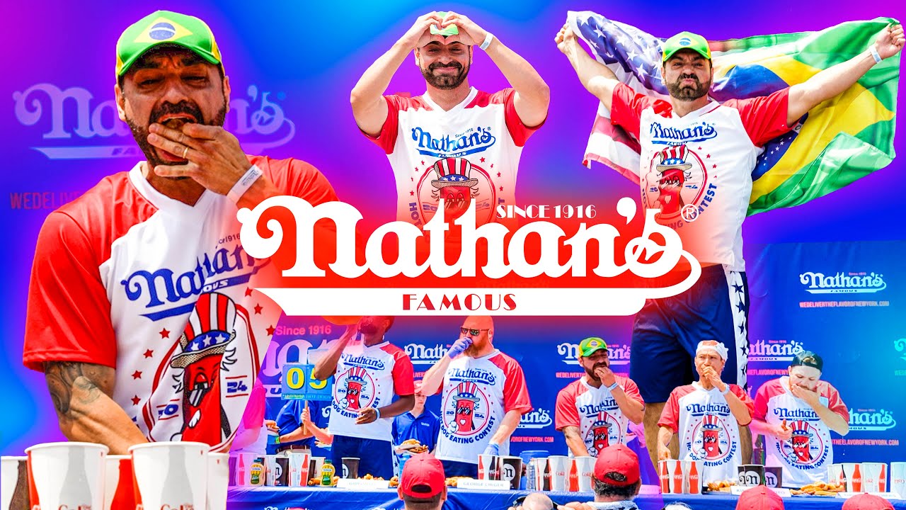 Competi no NATHAN's HOTDOG EATING CONTEST 2024! O maior do MUNDO!!