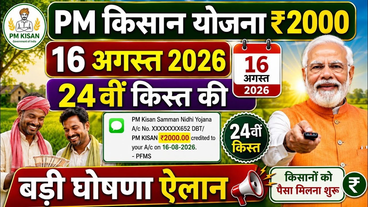 PM Kisan 24th Installment 2026 | pm kisan 24vi kist kab aaegi 2026 | pm kisan 24vi kist date 2026