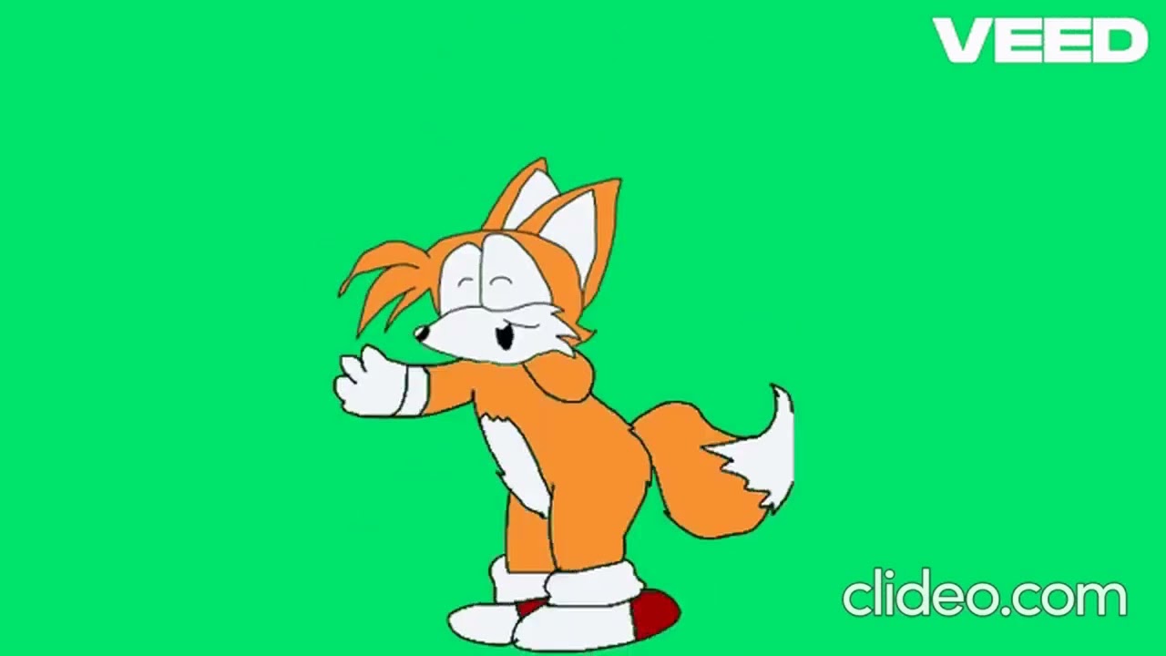 Tails cheering green screen  for your videos 